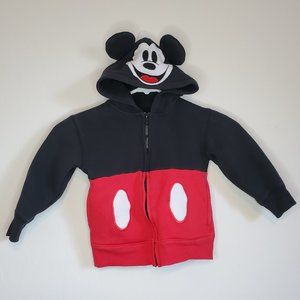 Disney Parks Toddler Boys Mickey Mouse Ears Zip Hoodie Size XXS Excellent